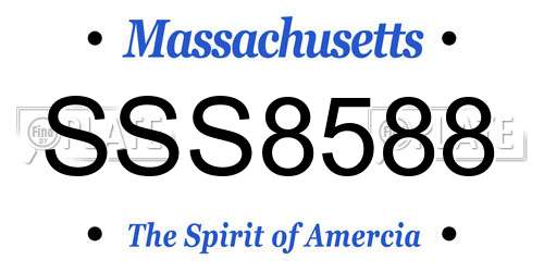 SSS8588 Massachusetts License Plate