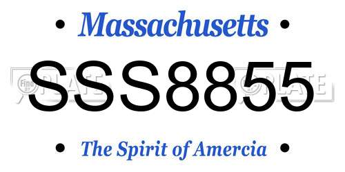 SSS8855 Massachusetts License Plate