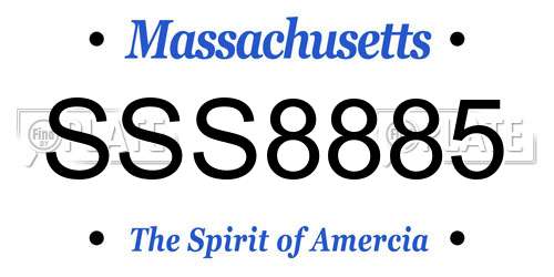 SSS8885 Massachusetts License Plate
