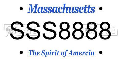 SSS8888 Massachusetts License Plate