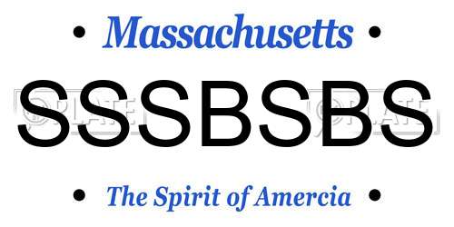 SSSBSBS Massachusetts License Plate