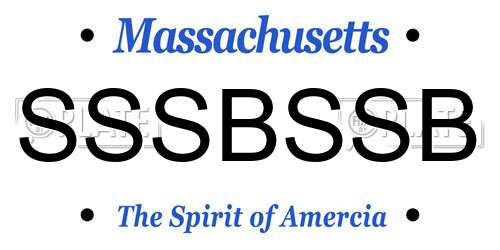 SSSBSSB Massachusetts License Plate