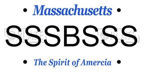 SSSBSSS Massachusetts License Plate