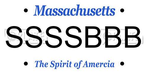 SSSSBBB Massachusetts License Plate
