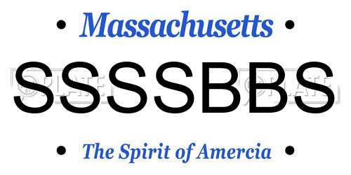 SSSSBBS Massachusetts License Plate