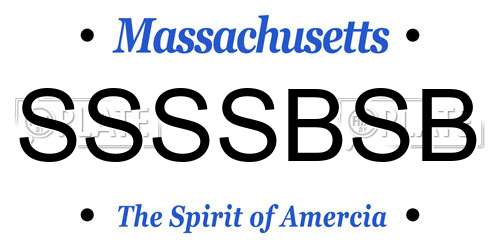SSSSBSB Massachusetts License Plate