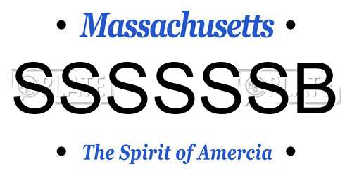 SSSSSSB Massachusetts License Plate