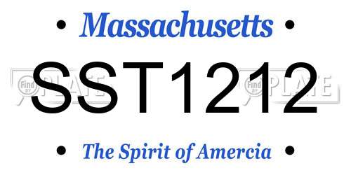 SST1212 Massachusetts License Plate