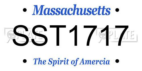 SST1717 Massachusetts License Plate