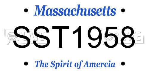 SST1958 Massachusetts License Plate