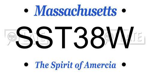 SST38W Massachusetts License Plate