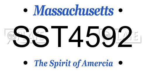 SST4592 Massachusetts License Plate