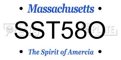 SST58O Massachusetts License Plate