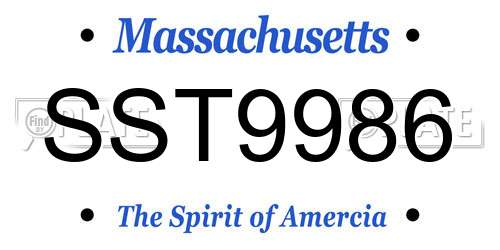 SST9986 Massachusetts License Plate