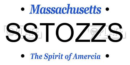 SSTOZZS Massachusetts License Plate