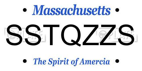SSTQZZS Massachusetts License Plate
