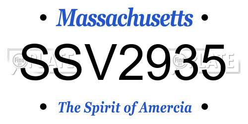 SSV2935 Massachusetts License Plate