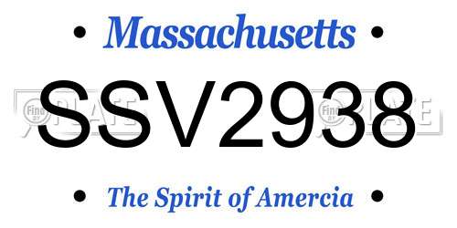 SSV2938 Massachusetts License Plate