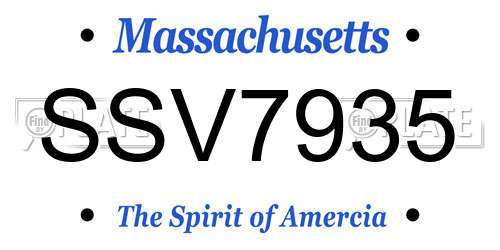 SSV7935 Massachusetts License Plate