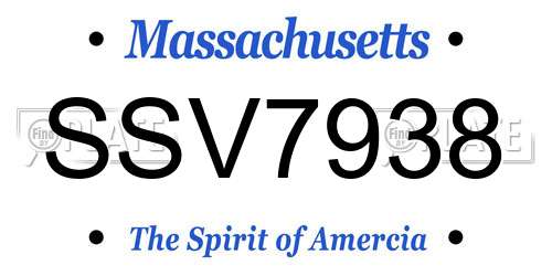 SSV7938 Massachusetts License Plate