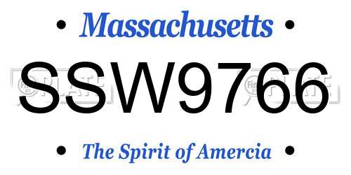 SSW9766 Massachusetts License Plate