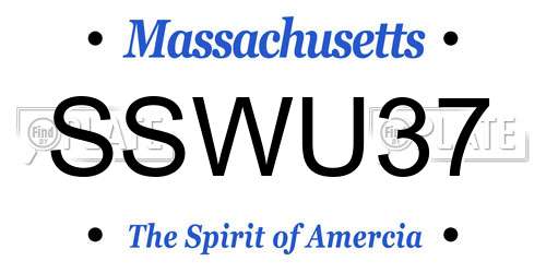 SSWU37 Massachusetts License Plate