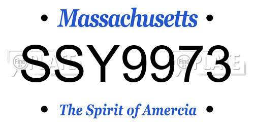 SSY9973 Massachusetts License Plate