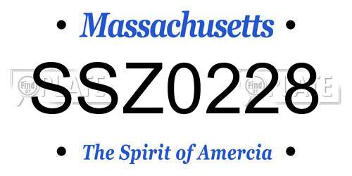 SSZ0228 Massachusetts License Plate
