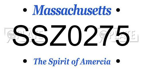 SSZ0275 Massachusetts License Plate