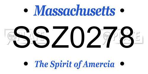 SSZ0278 Massachusetts License Plate