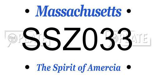 SSZ033 Massachusetts License Plate