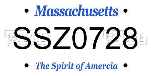 SSZ0728 Massachusetts License Plate