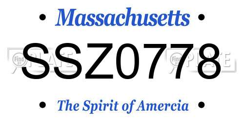 SSZ0778 Massachusetts License Plate