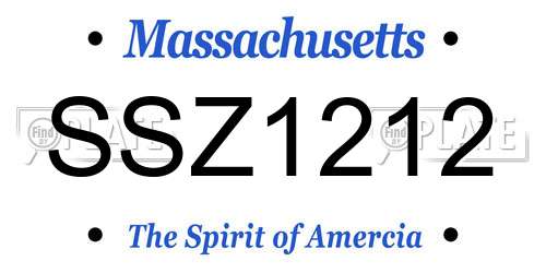 SSZ1212 Massachusetts License Plate
