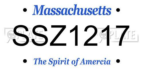 SSZ1217 Massachusetts License Plate