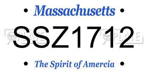 SSZ1712 Massachusetts License Plate