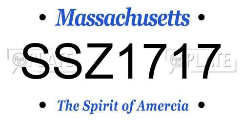 SSZ1717 Massachusetts License Plate