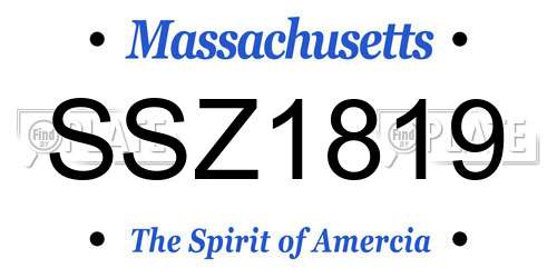 SSZ1819 Massachusetts License Plate
