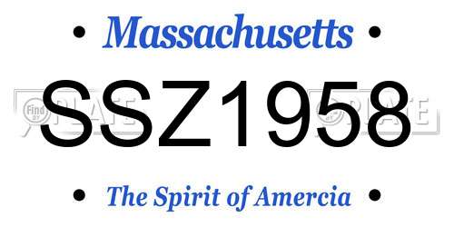 SSZ1958 Massachusetts License Plate