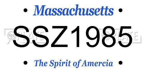 SSZ1985 Massachusetts License Plate