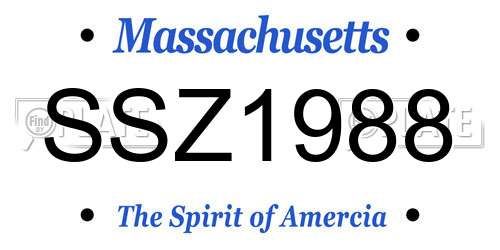 SSZ1988 Massachusetts License Plate