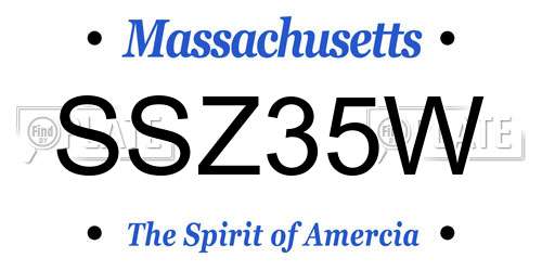 SSZ35W Massachusetts License Plate
