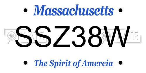 SSZ38W Massachusetts License Plate