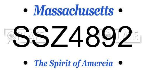 SSZ4892 Massachusetts License Plate