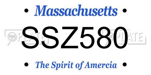 SSZ580 Massachusetts License Plate