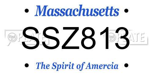 SSZ813 Massachusetts License Plate