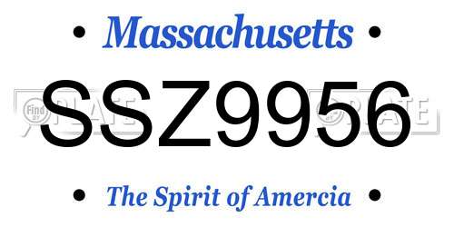 SSZ9956 Massachusetts License Plate