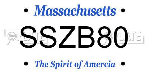 SSZB80 Massachusetts License Plate