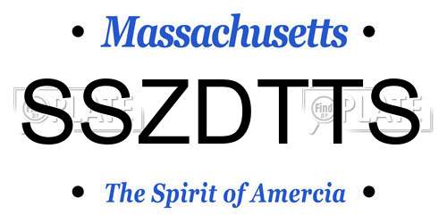 SSZDTTS Massachusetts License Plate