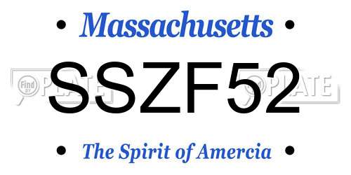 SSZF52 Massachusetts License Plate